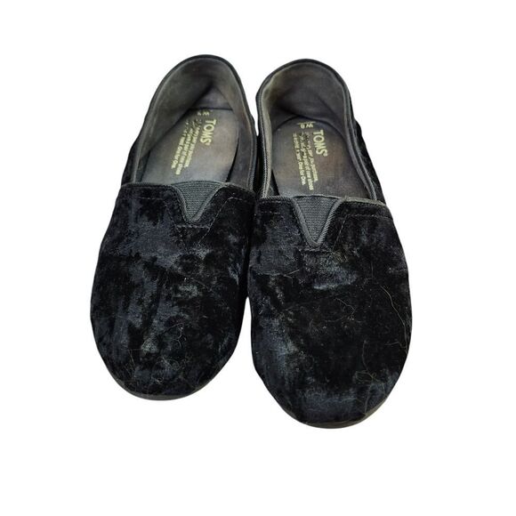 Toms Classic Black Velvet round toe lightweight flats slip-on Sz8‎ - Picture 1 of 8